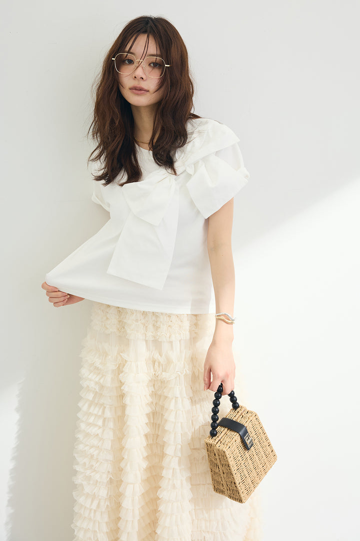 [予約]ショルダーリボンポイントTシャツ