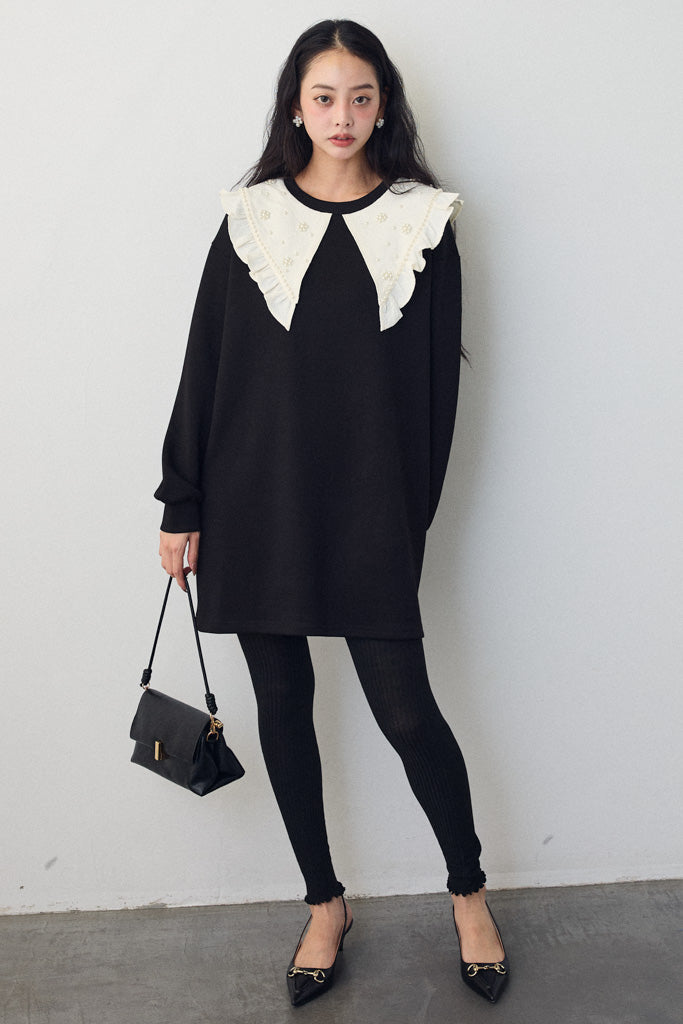 [予約]パールフラワーBIGカラースウェットワンピ