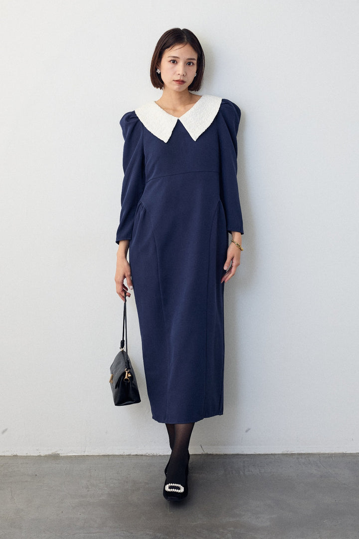 [予約]2wayレースカラーコクーンワンピース