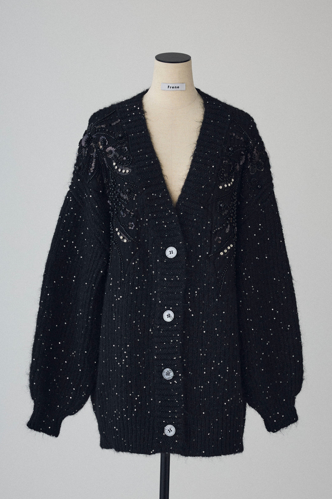 [予約]ビーズフラワースパンコールシャイニーニットカーデ
