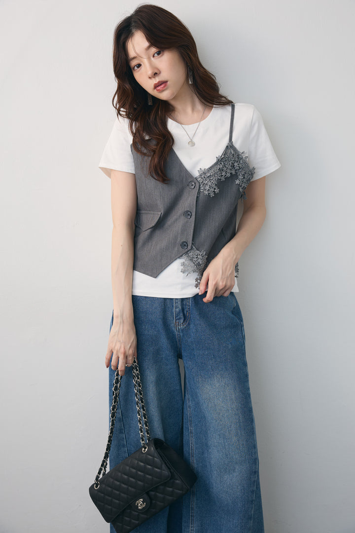 [予約]ジレドッキングデザインTシャツ