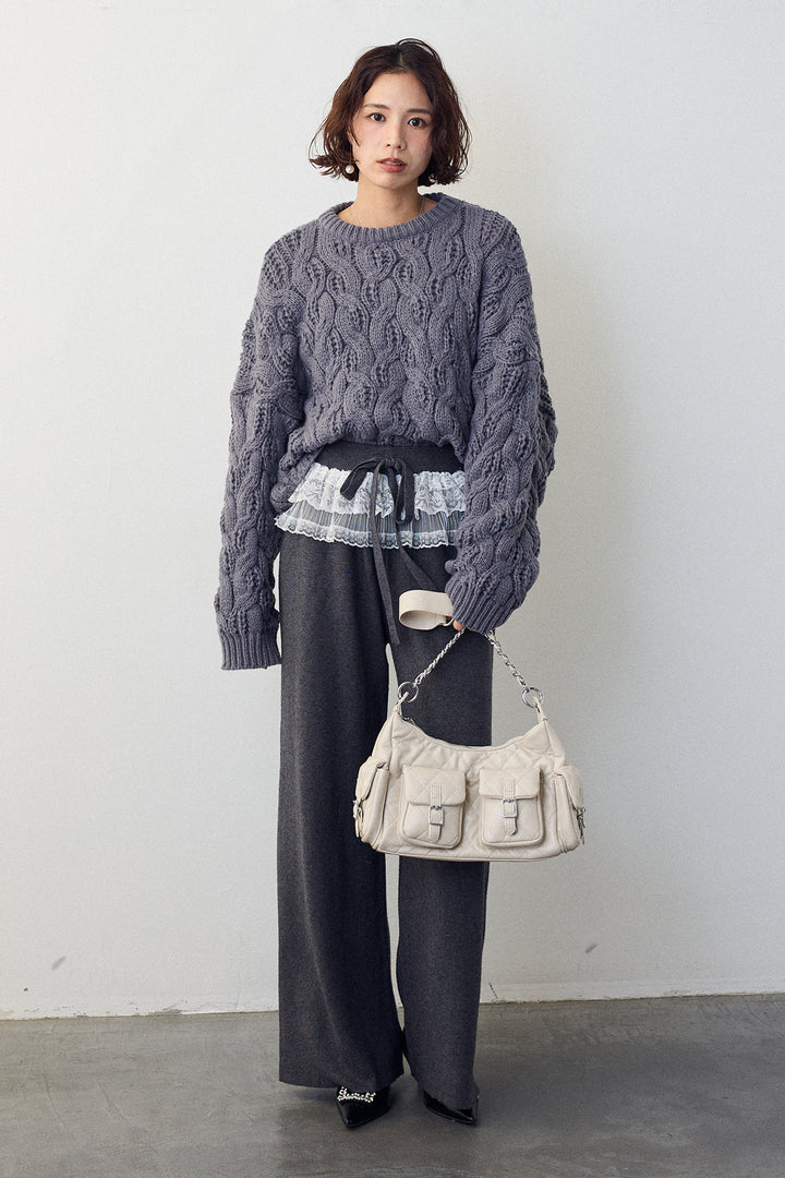 [予約]ニュアンスケーブルクロップドニット