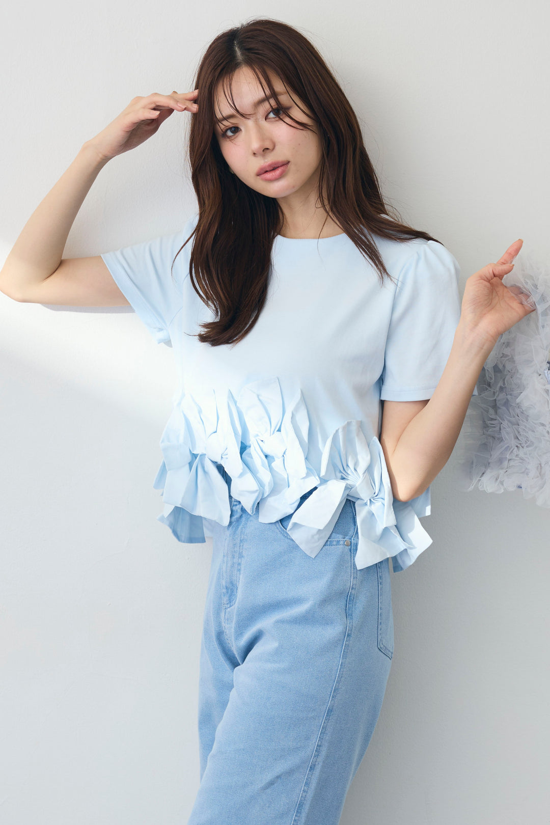 [予約]リボンヘムデザインTシャツ