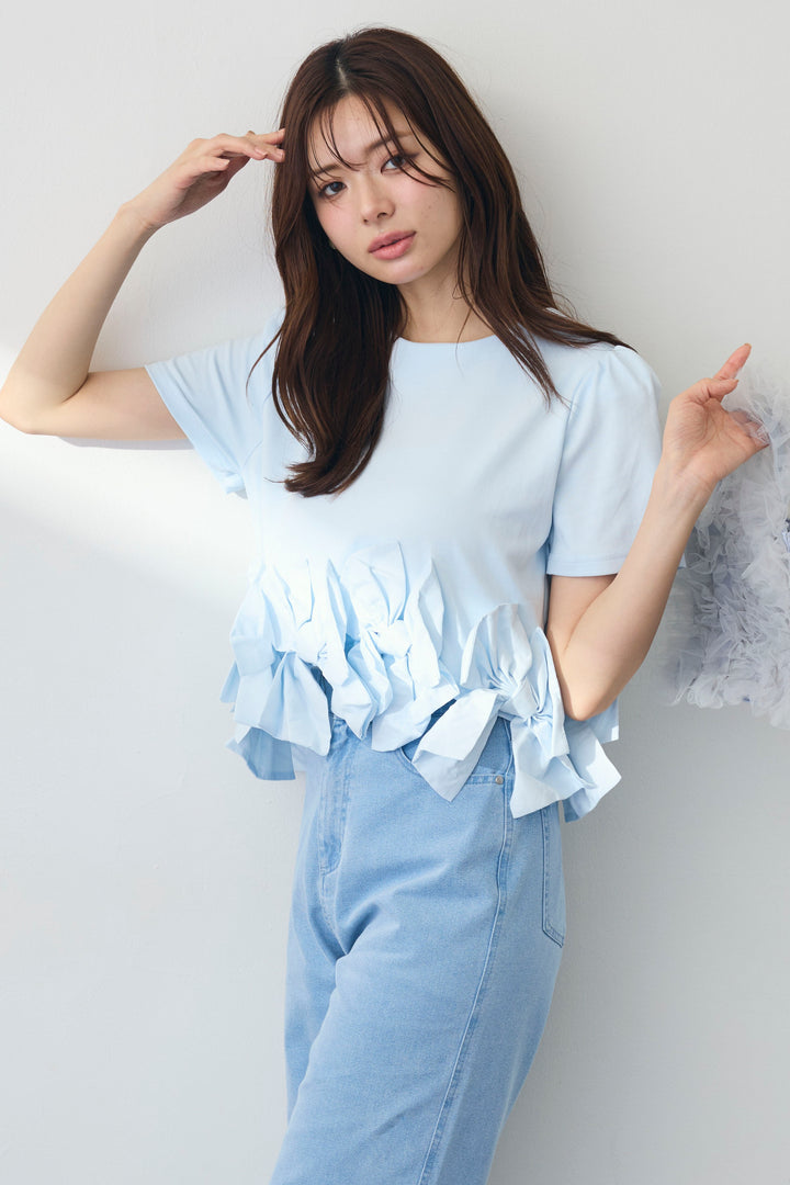 [予約]リボンヘムデザインTシャツ