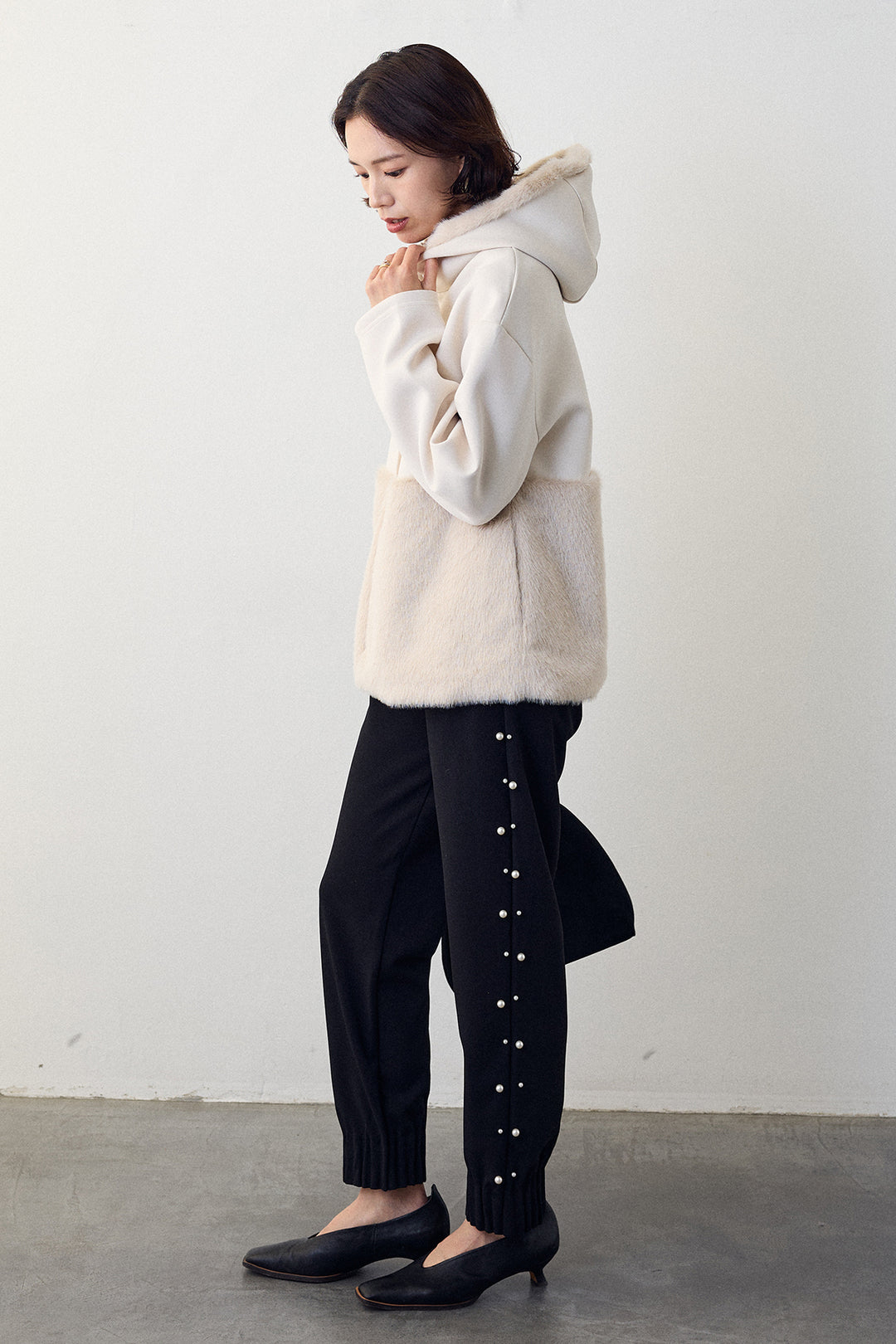 [予約]ボンディングファーフーディー異素材ジャケット