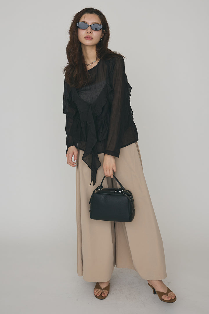 [予約/SET]ドレープフリルシアーレーヤードトップス+フロントサイドタックワイドパンツ(2set)