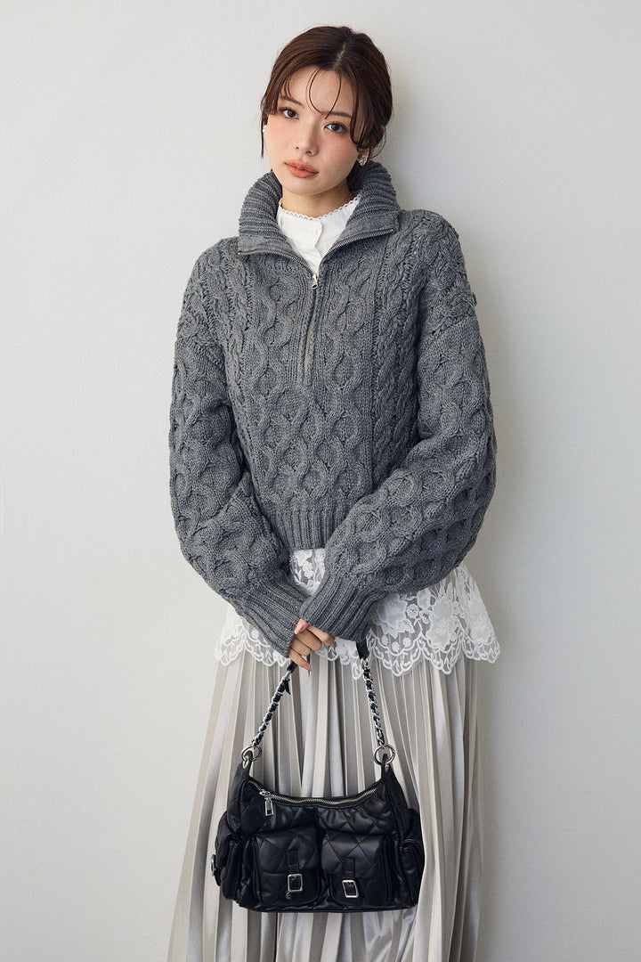 [予約]バルキーケーブルハーフジッププルオーバー