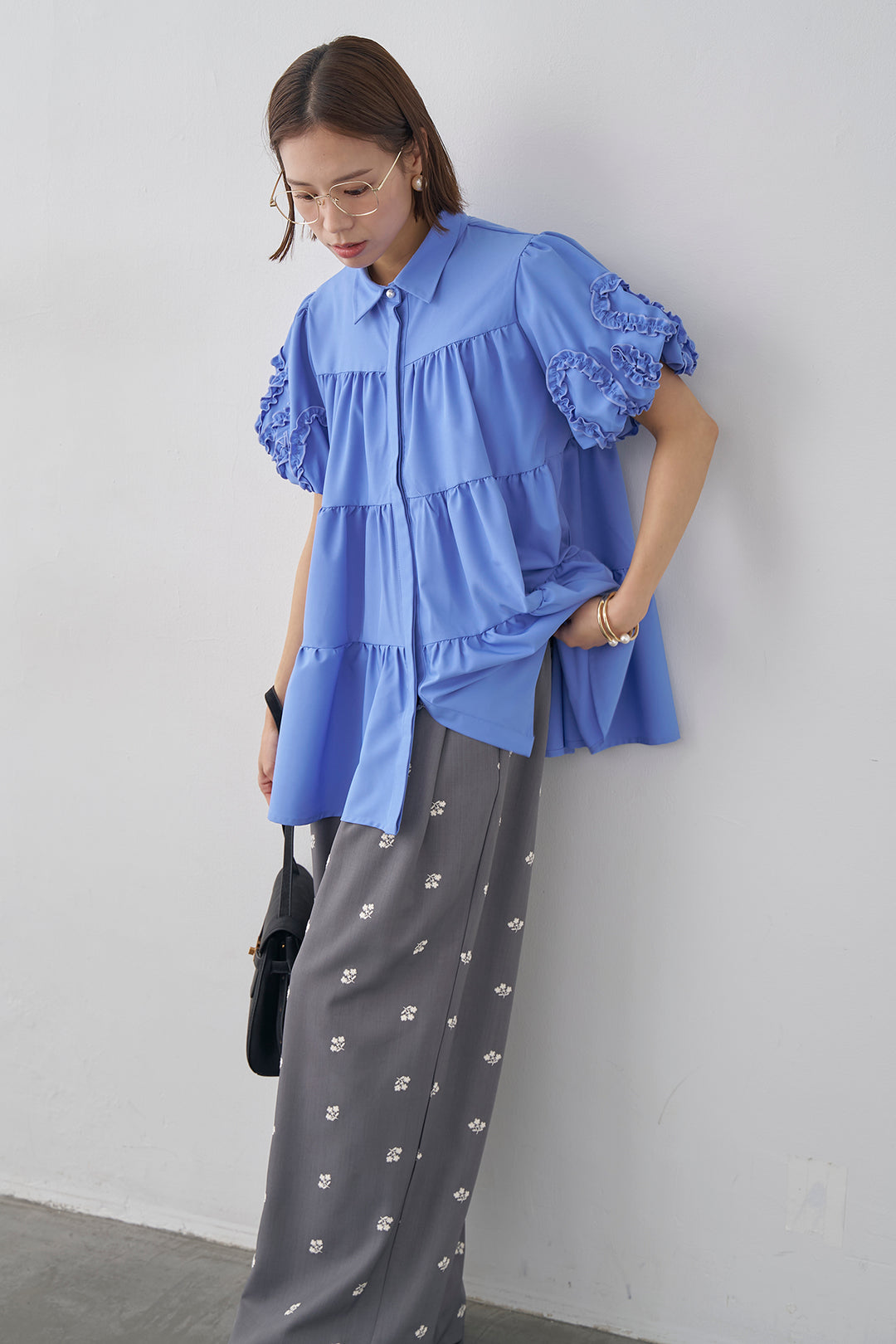 [予約]フリルウェーブスリーブティアードブラウス