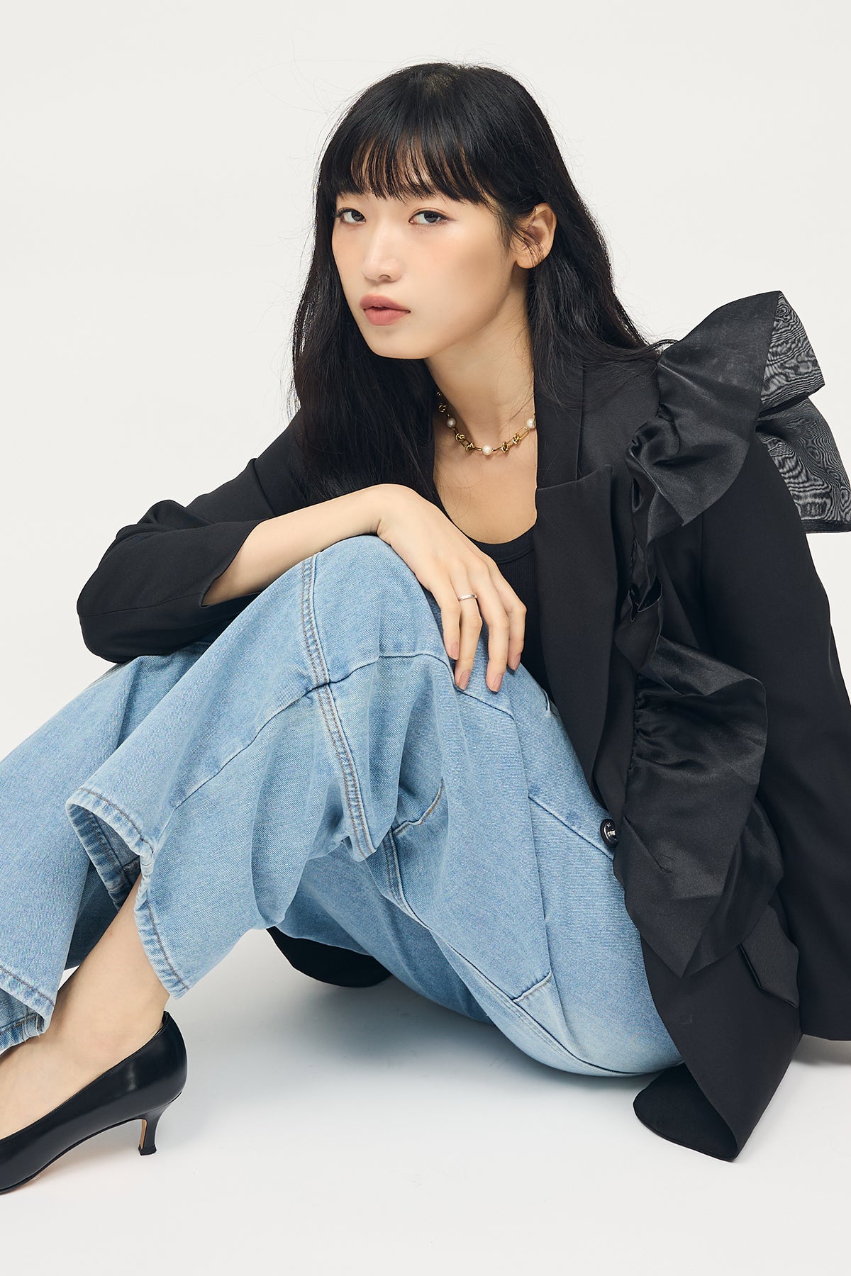 予約]アシメフリルマニッシュジャケット – Frene