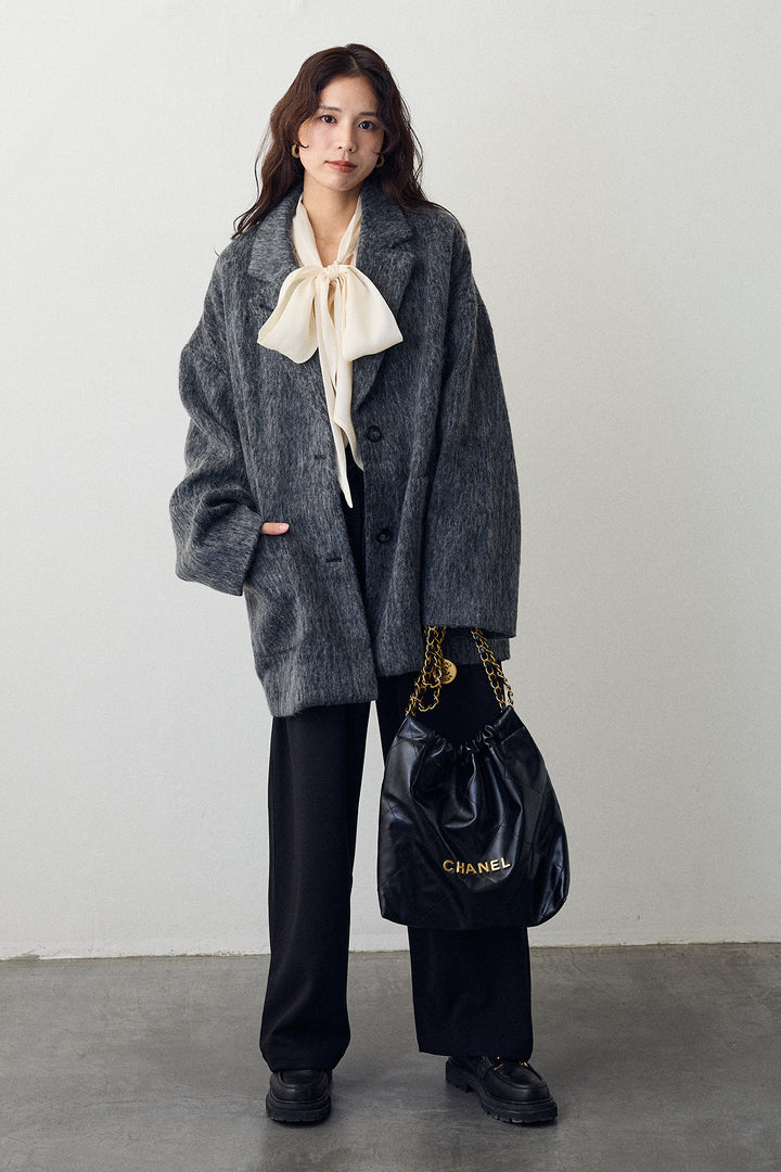 [予約/SET]シャギーミドル丈コート+2タック美シルエットパンツ(2set)