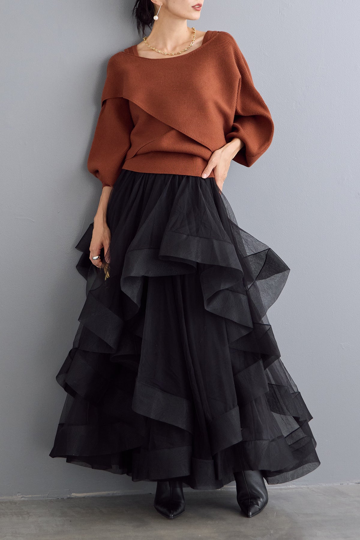 予約]アシメケープタンクニットセット – Frene