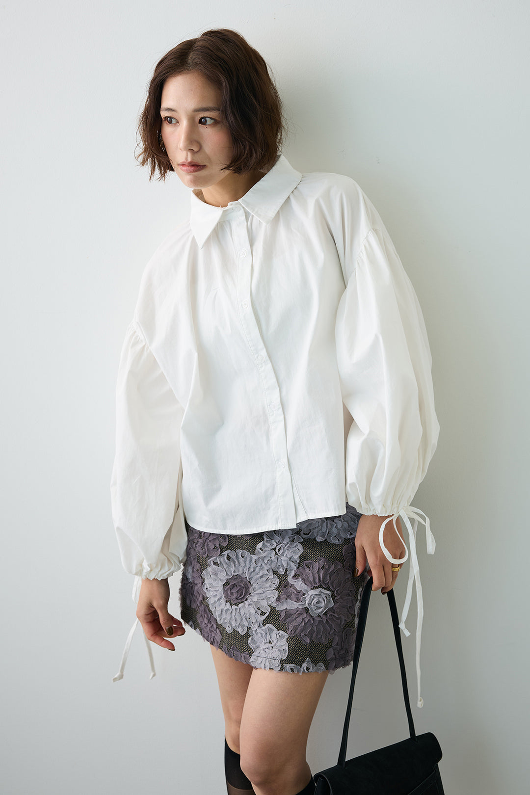 [予約]ワイドスリーブドロストクロップドシャツ