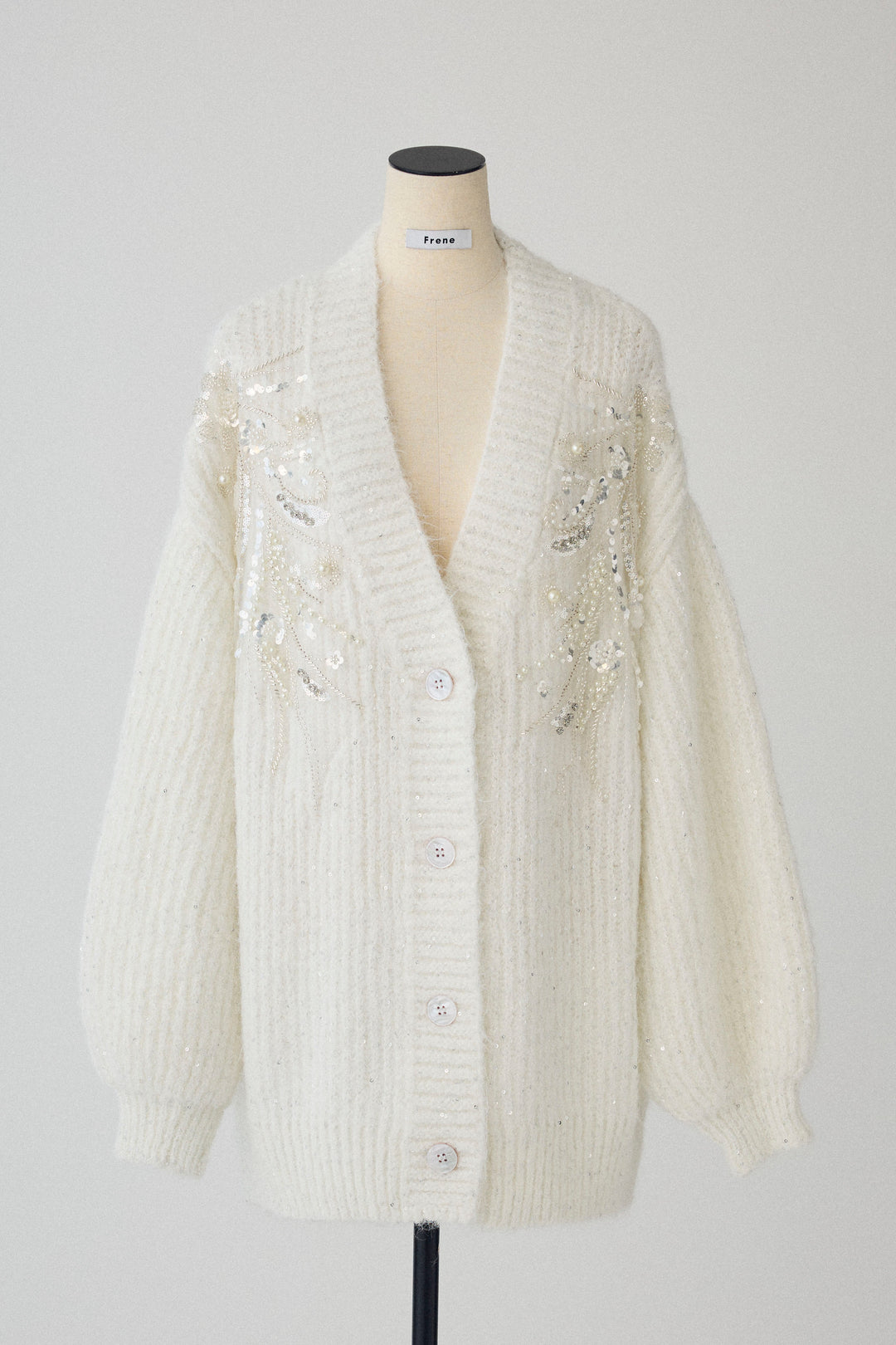 [予約]ビーズフラワースパンコールシャイニーニットカーデ