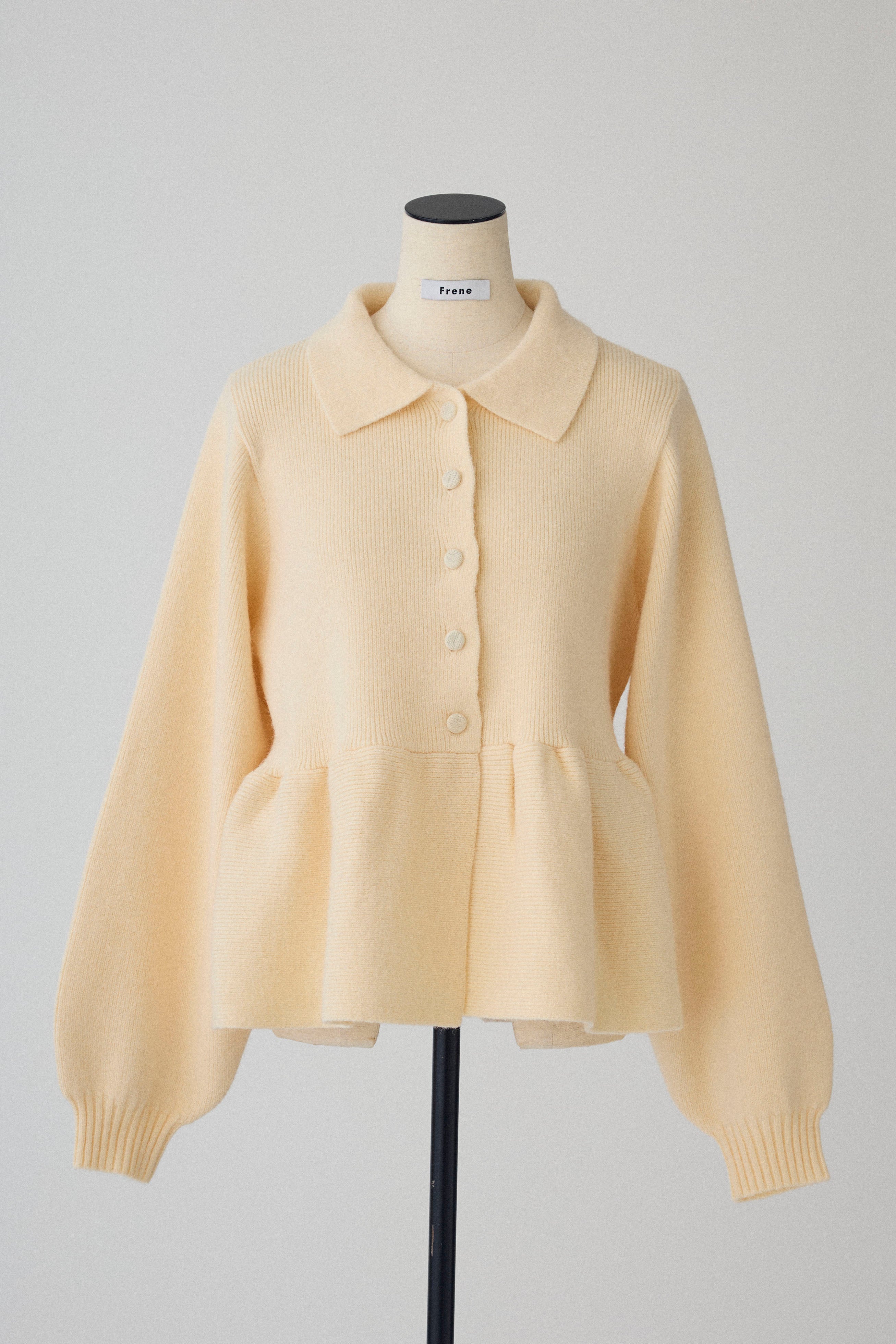 予約]ポロ襟ペプラムニットプルオーバー – Frene