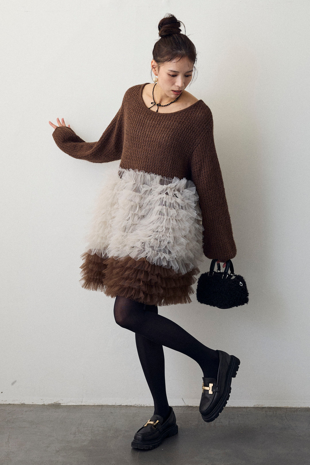 [予約]ホイップチュールドッキングニットワンピ