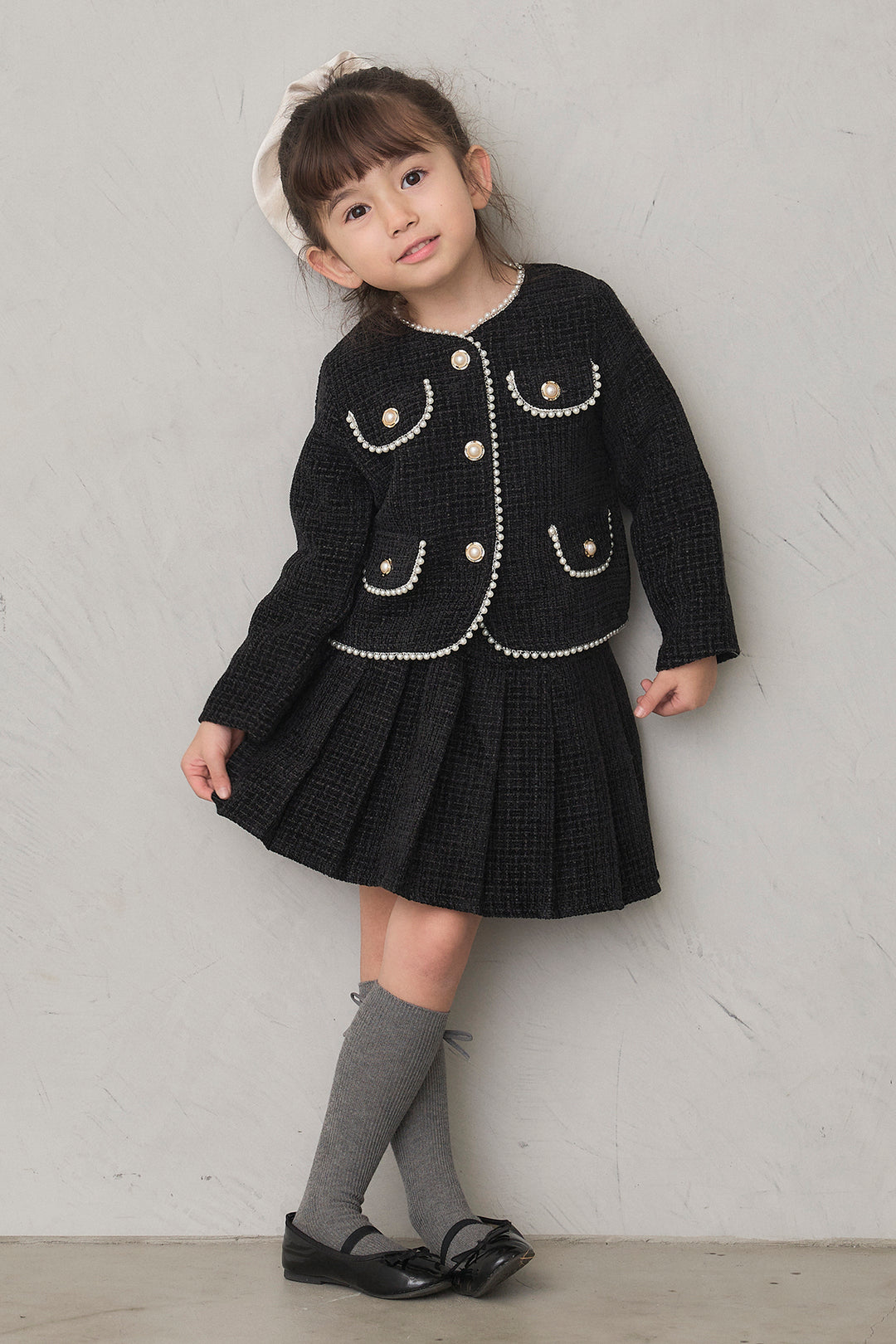 [予約]パールツイードジャケット＋プリーツスカートセット