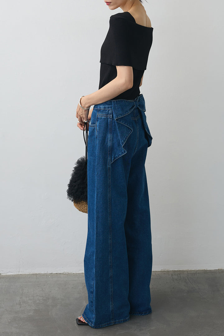 [予約]バックリボンデザインデニムパンツ