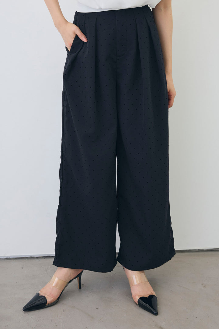 [予約]ドットツイルタックワイドパンツ