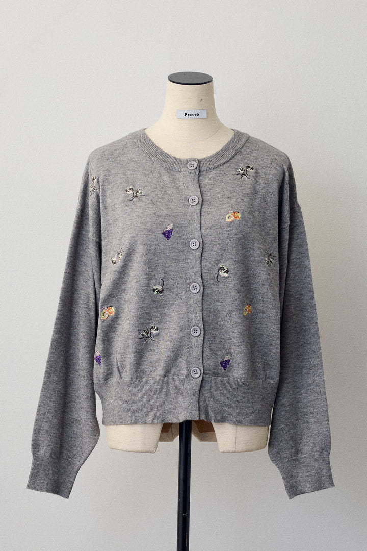 [予約]フルーツフラワー刺繍ニットカーデ