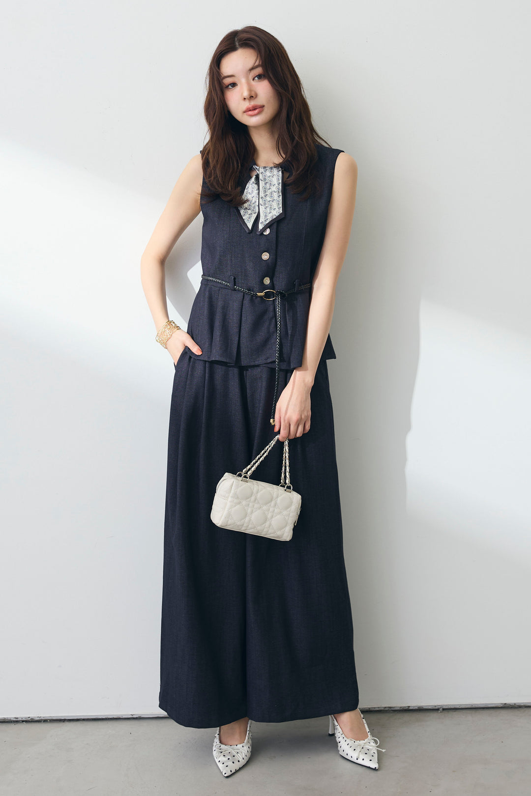 [予約]スカーフセットデニムマニッシュセットアップ