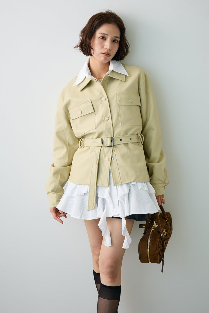 [予約]レザーライクウエストシェイプジャケット