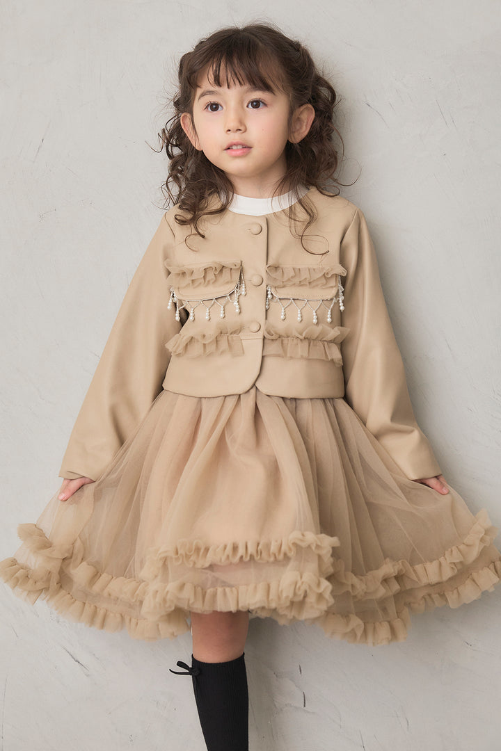 [予約]フリルヘムチュールワンピ＋ジャケットセット