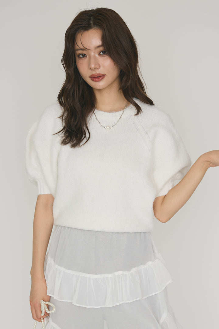 [予約]モヘアパフスリーブニットトップス