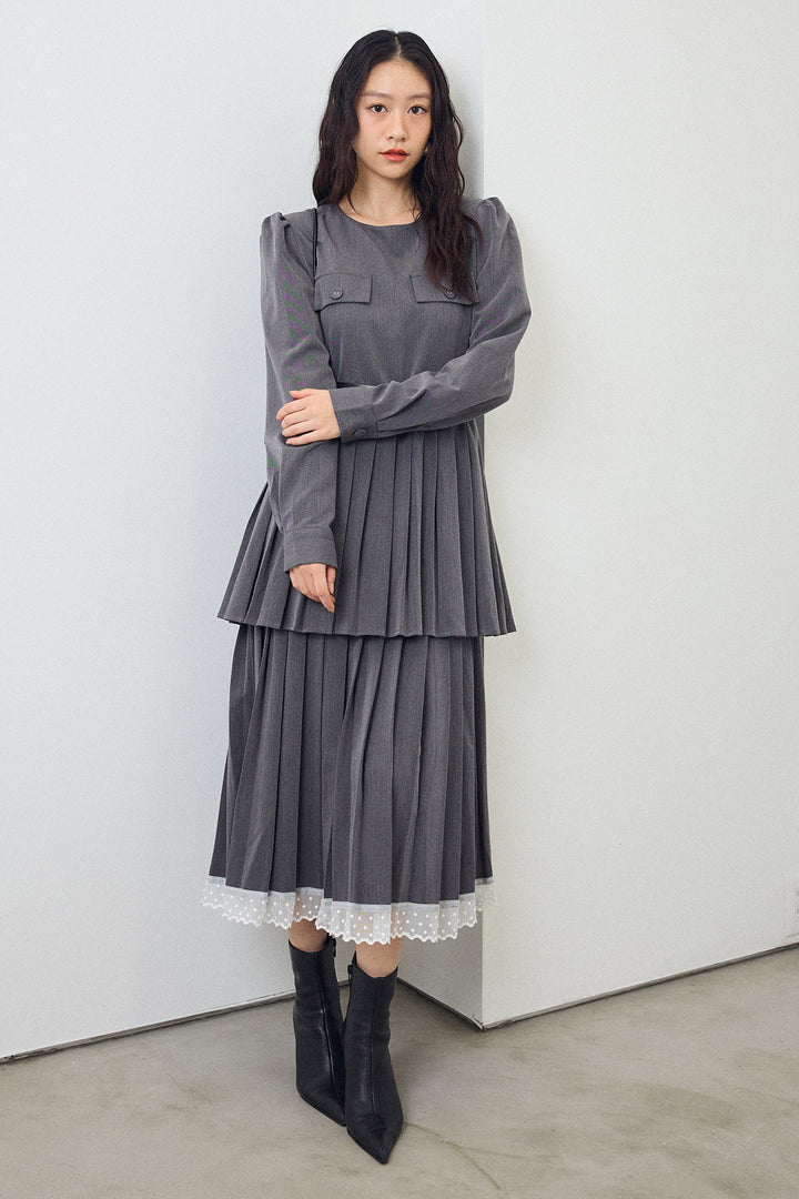 [予約]ダブルプリーツクラシカルワンピース