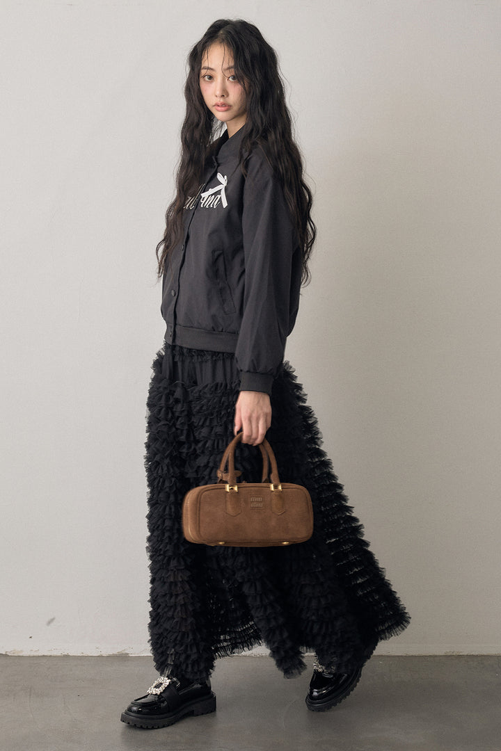 [予約/SET]ballerinaリボンブルゾン+ホイップチュールティアードスカート(2set)