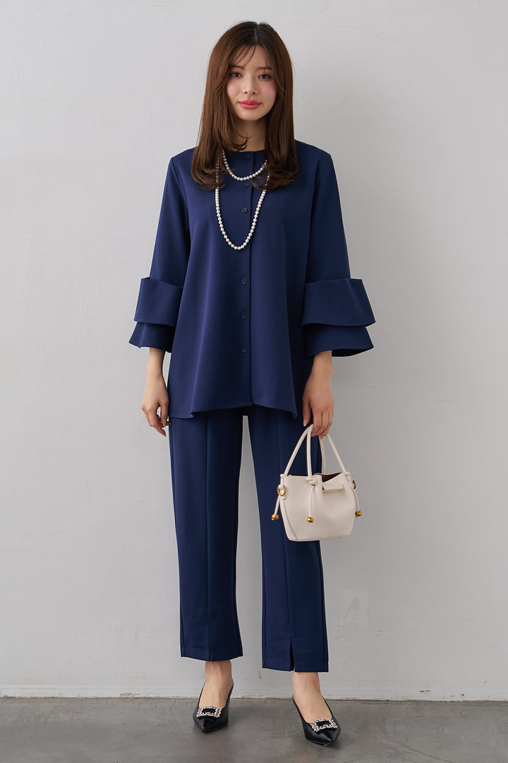 [予約]カットジョーゼット前スリットパンツ