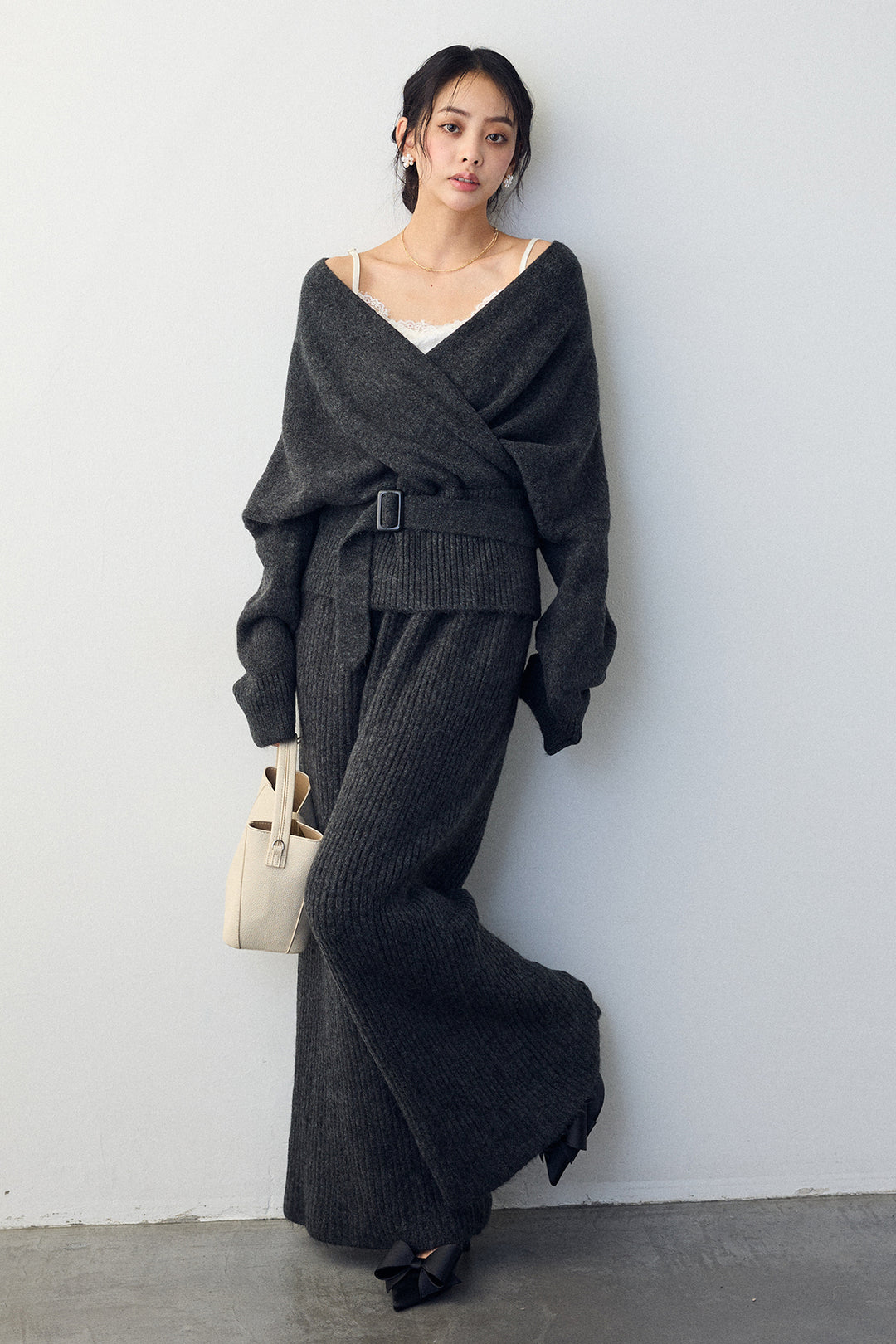[予約]カシュクール美ラインニットセットアップ