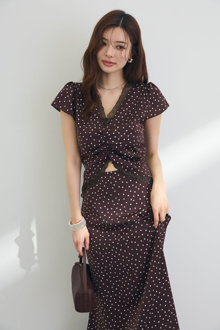 [予約]フロントカットドット美シルエットワンピ
