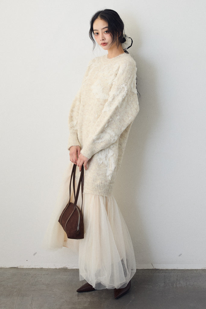 予約]モチーフジャガードレイヤードニットワンピ – Frene