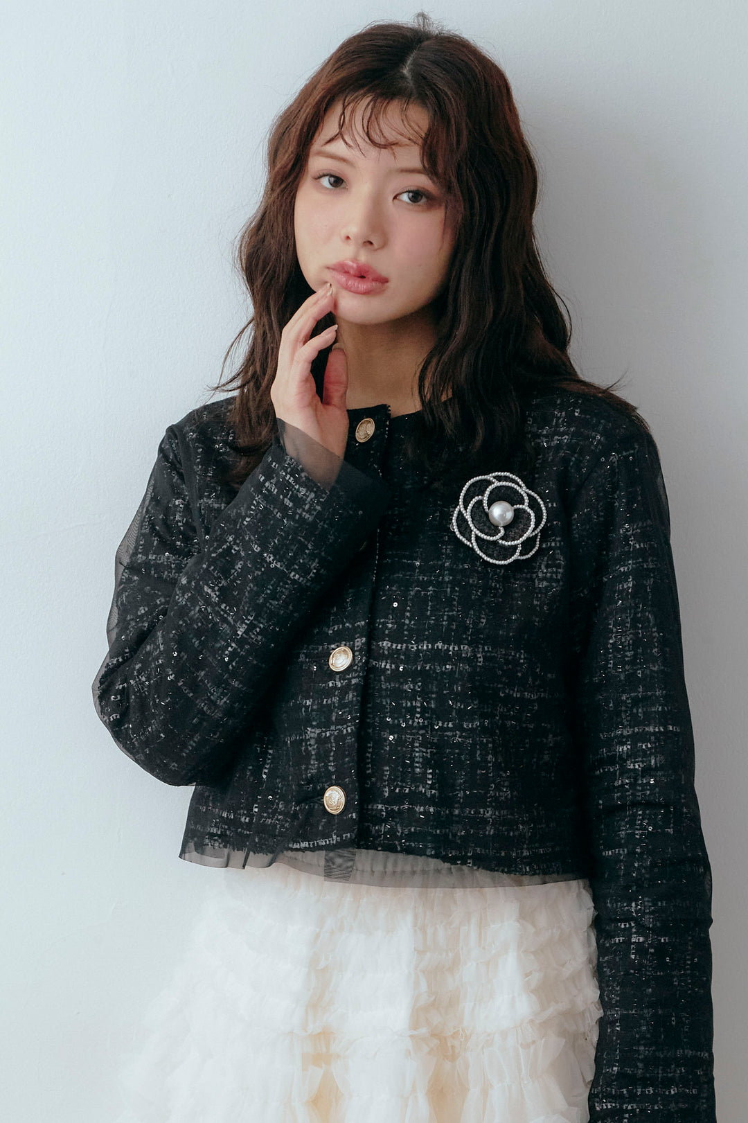 [予約]モノトーンフラワーコサージュ