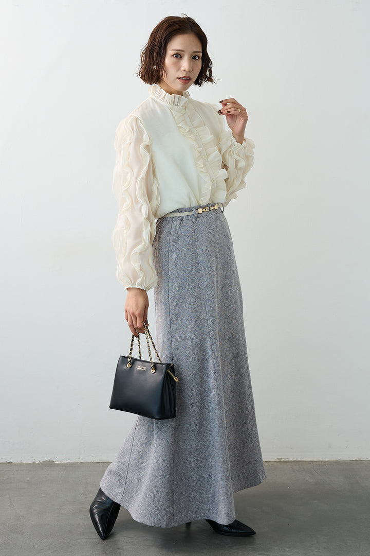 [予約]スラブネップツイードフレアスカート