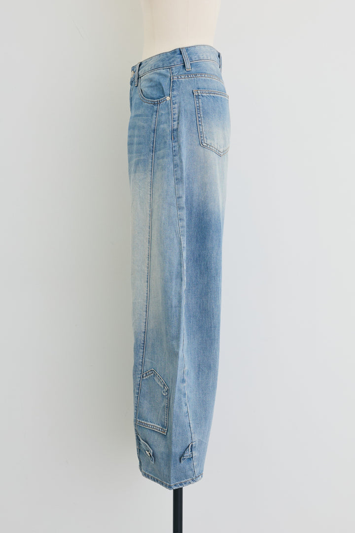 [予約]ムーンカーブワイドデニムパンツ