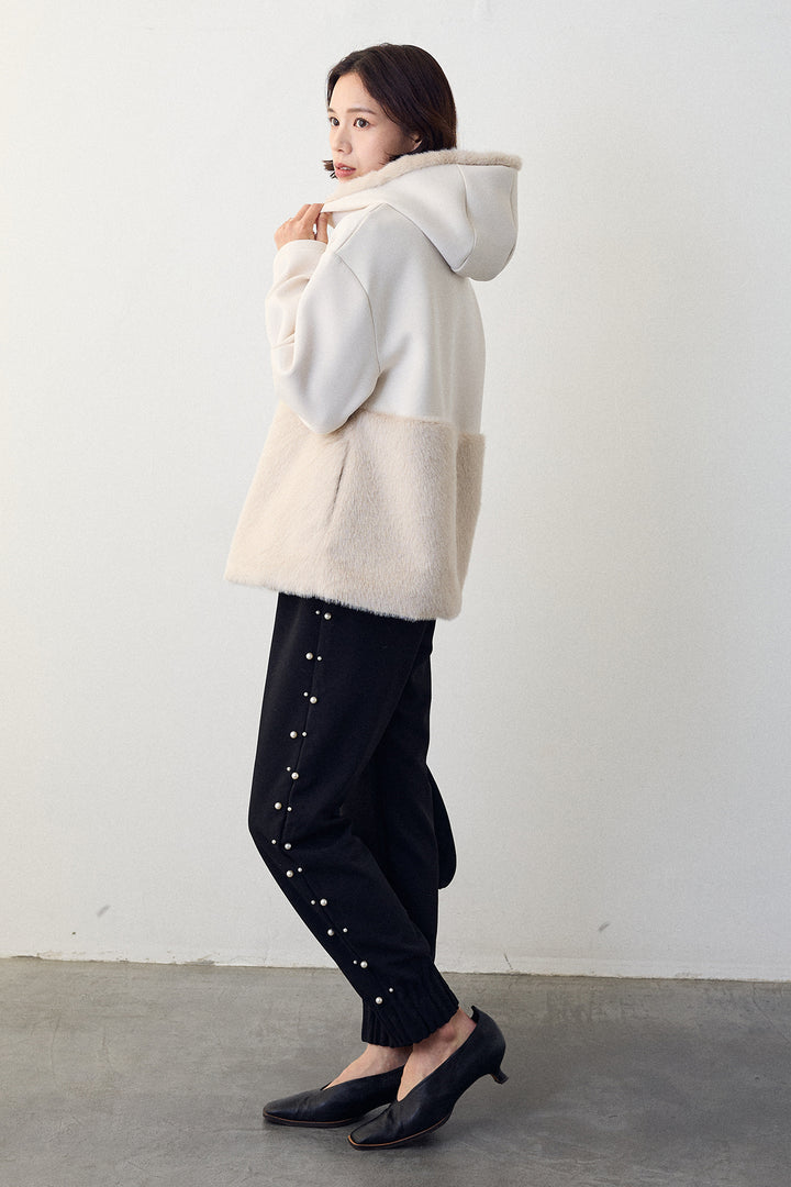 [予約]ボンディングファーフーディー異素材ジャケット