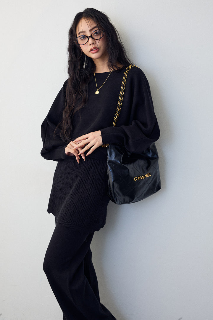 [予約]スカートレイヤードニットセットアップ