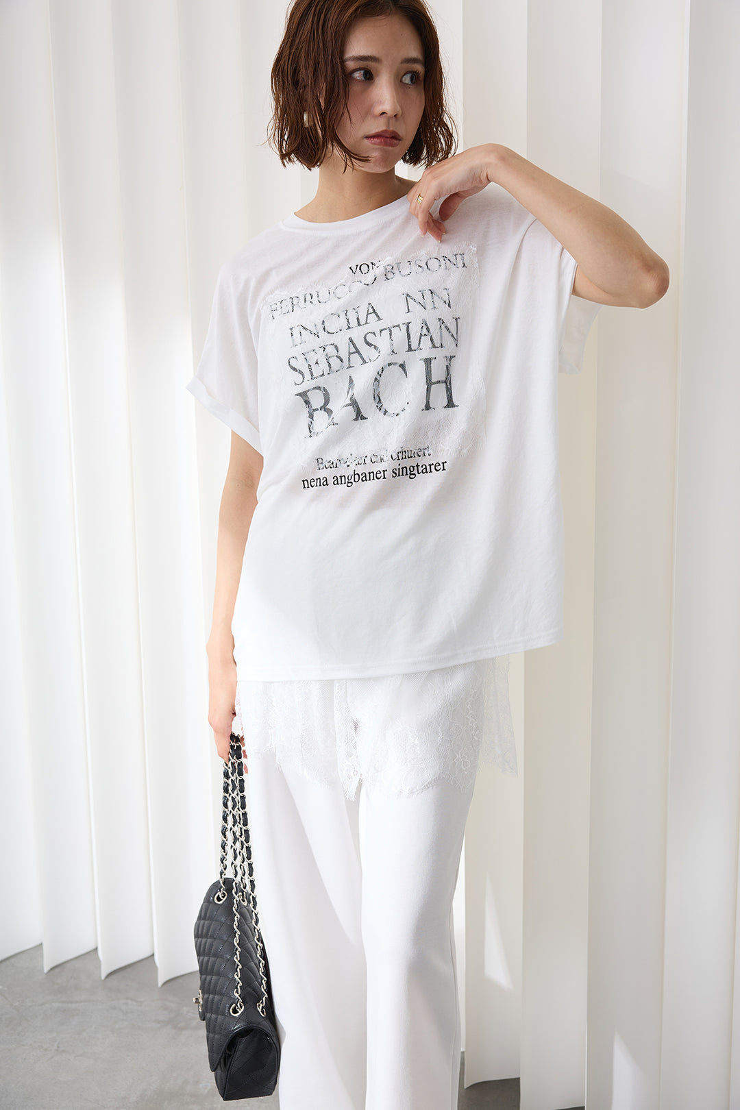 [予約]レースレイヤードロゴTシャツ