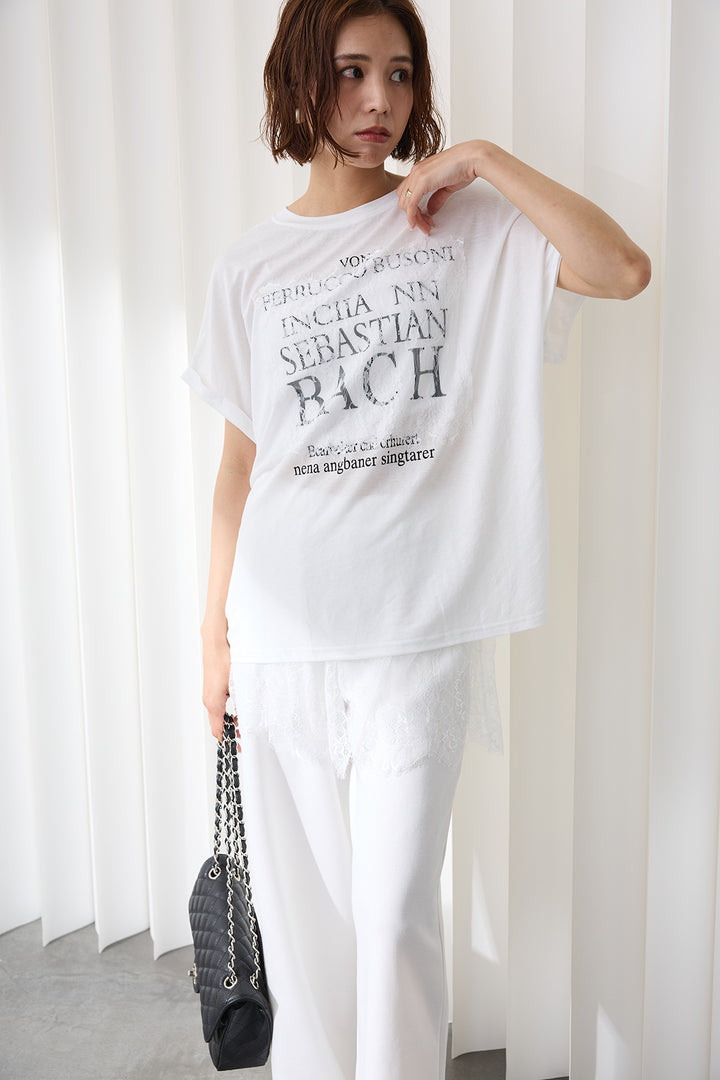 [予約]レースレイヤードロゴTシャツ