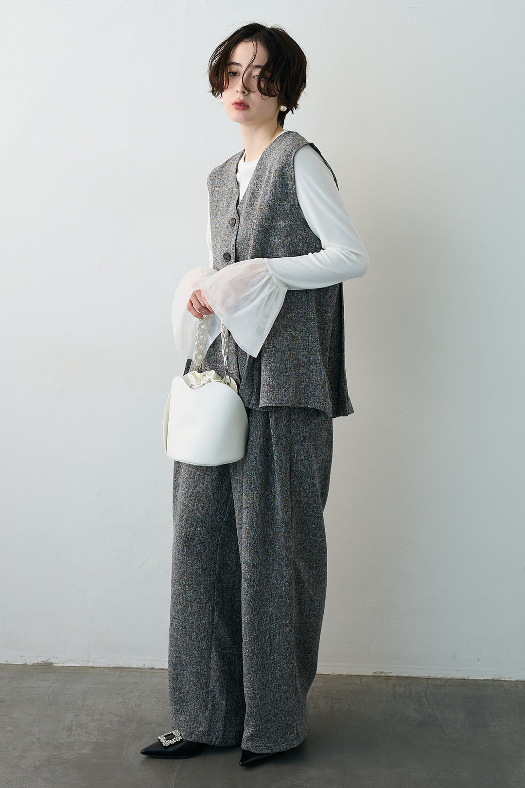 [予約]サマーツイードボックスプリーツベスト