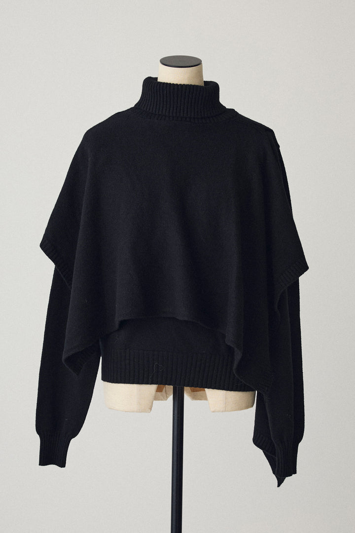 [予約]アシメケープ2wayニット