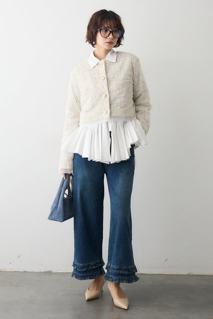 [予約]フリルヘムデニムパンツ