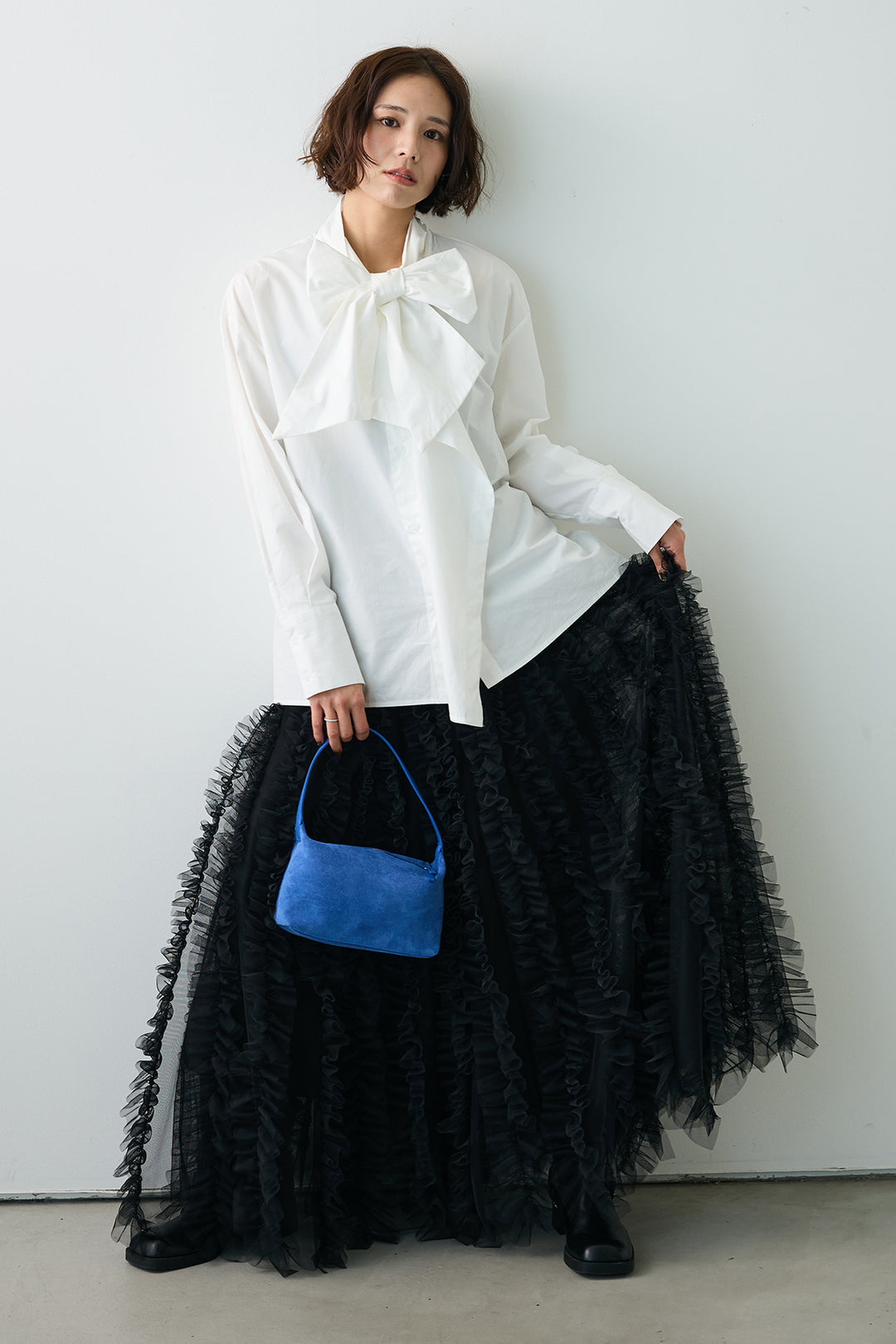 [予約]マルチパターンボウタイアシメシャツ