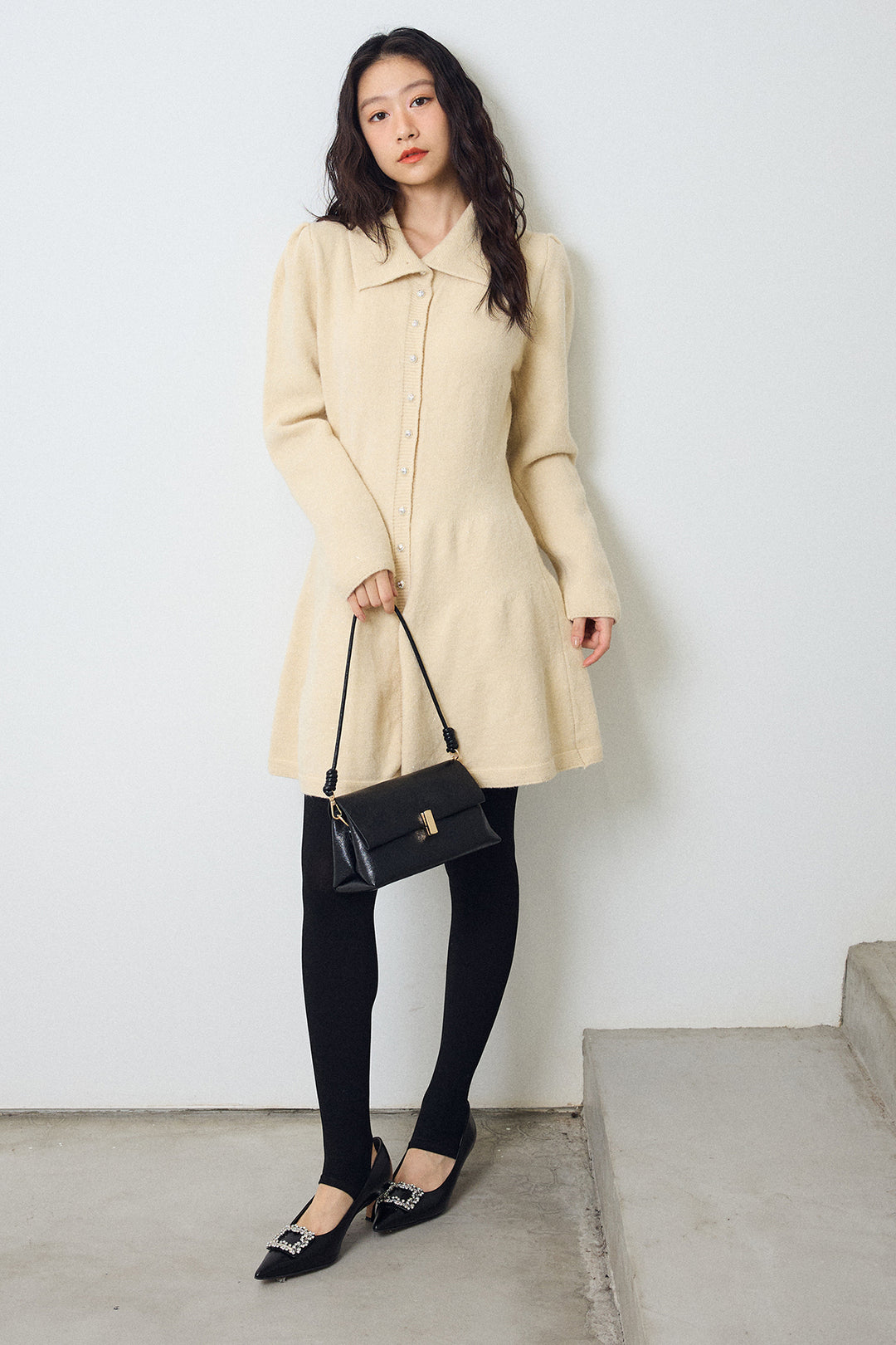 [予約]セミフレアラインニットミニワンピ