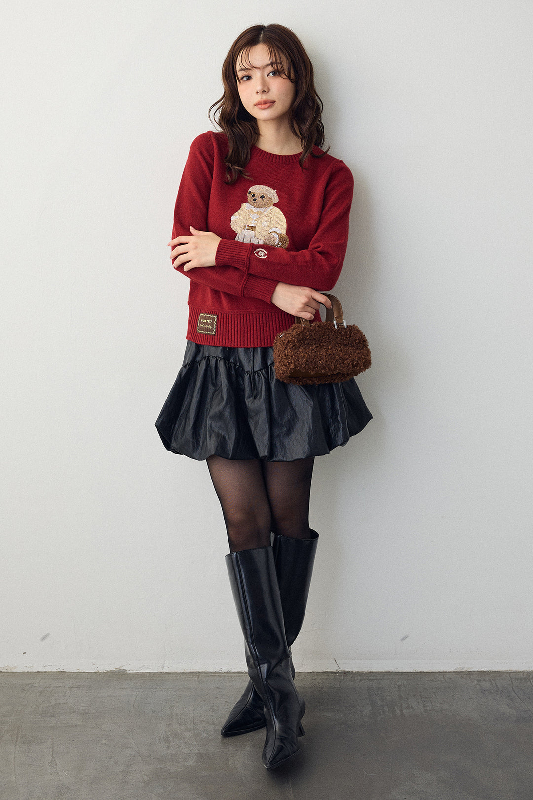 [予約]フェイクレザーティアードバルーンミニスカート