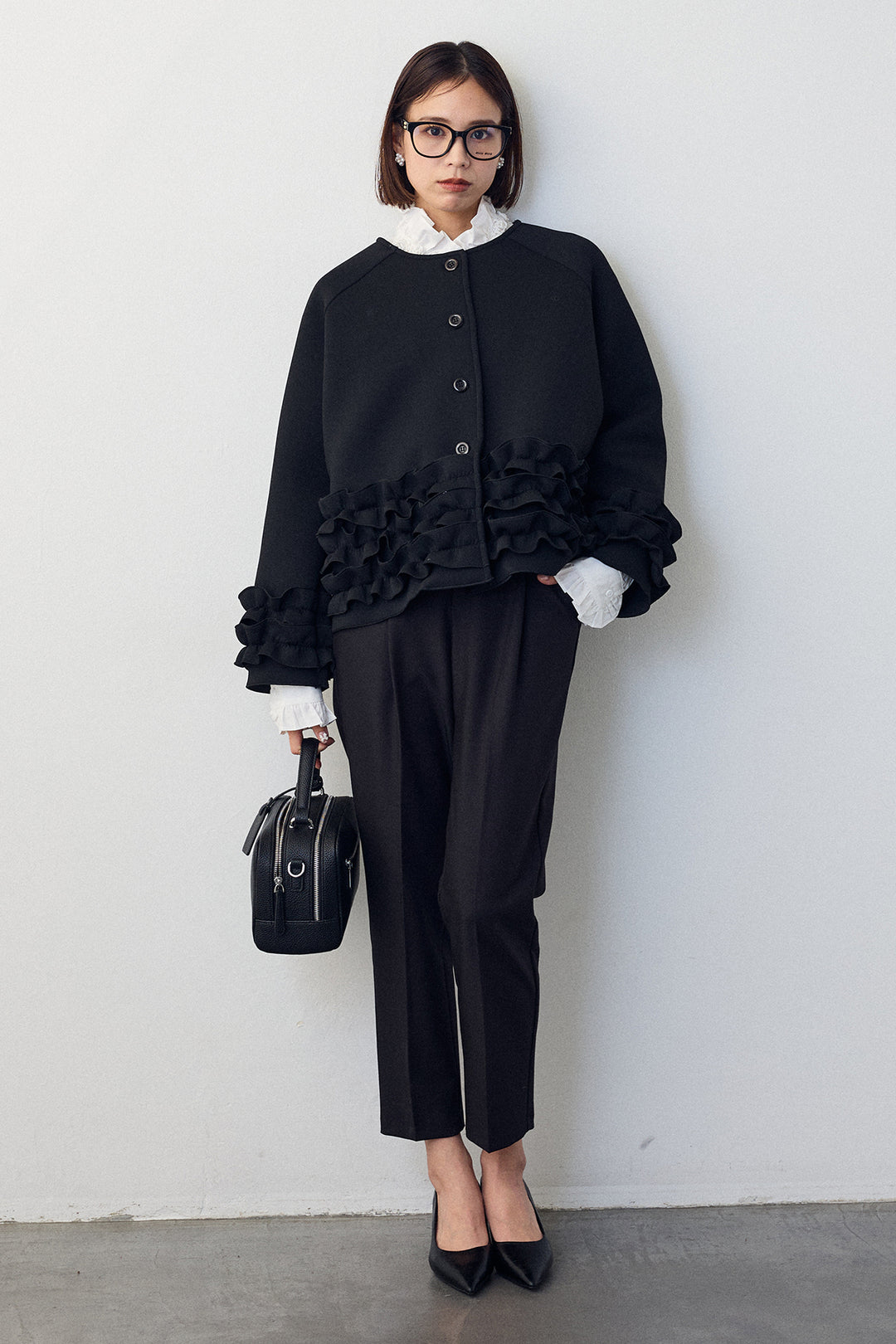 [予約]フリルティアードボンディングクロップドコート