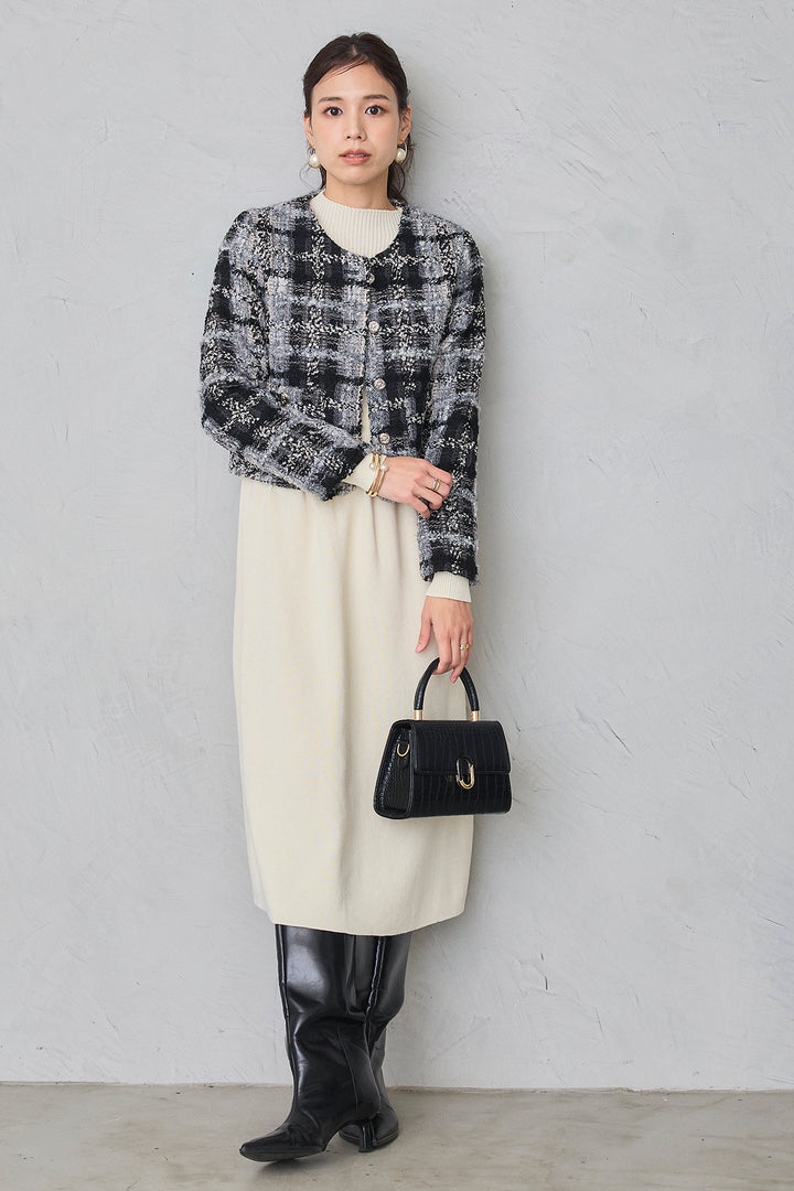 [予約]ツイードチェッククロップドジャケット