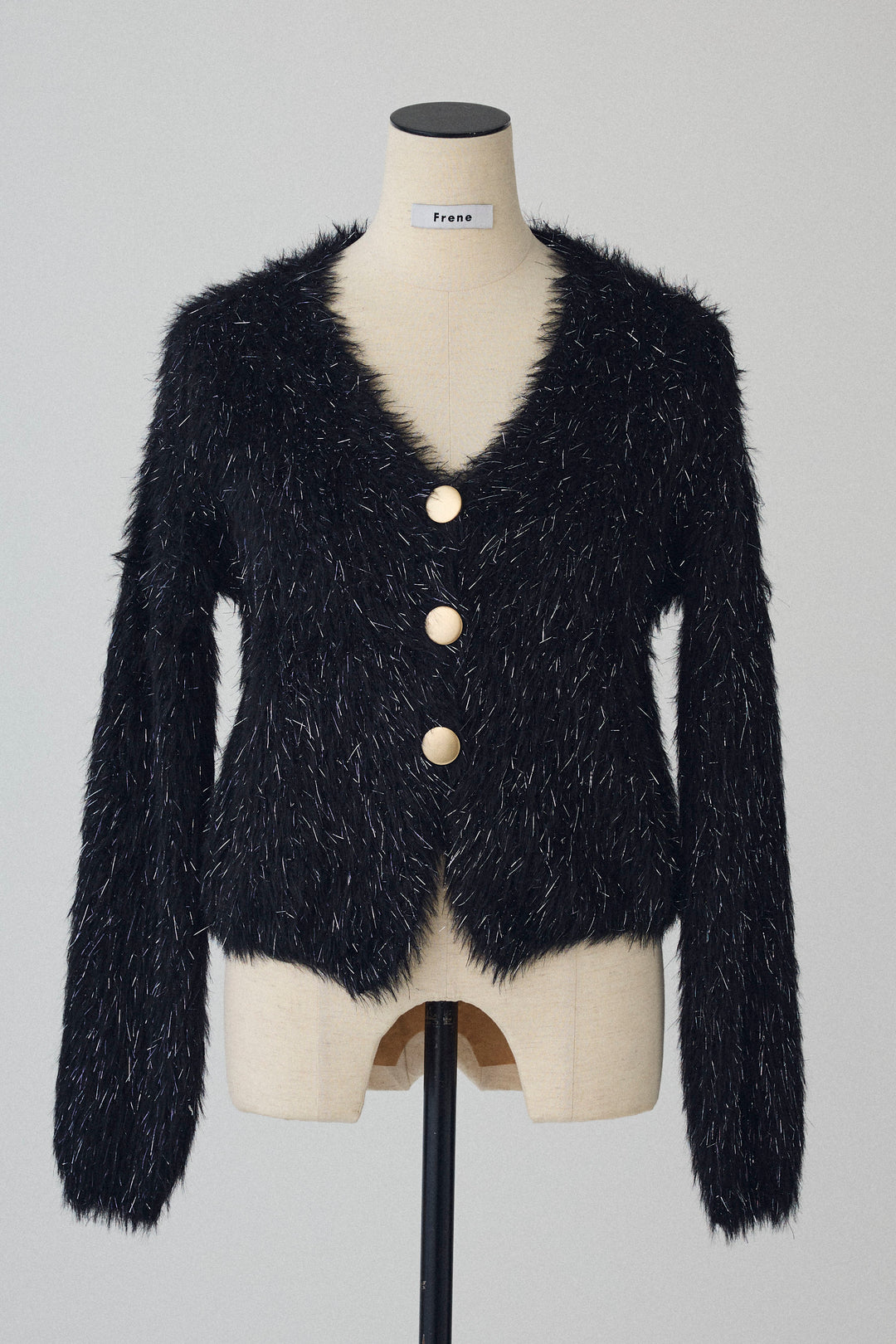 [予約]ゴールドボタンラメシャギーニット