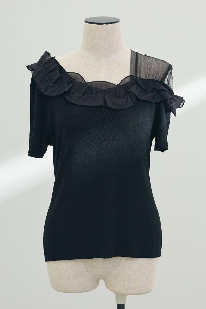 [予約]シースルー×フリルドッキングトップス